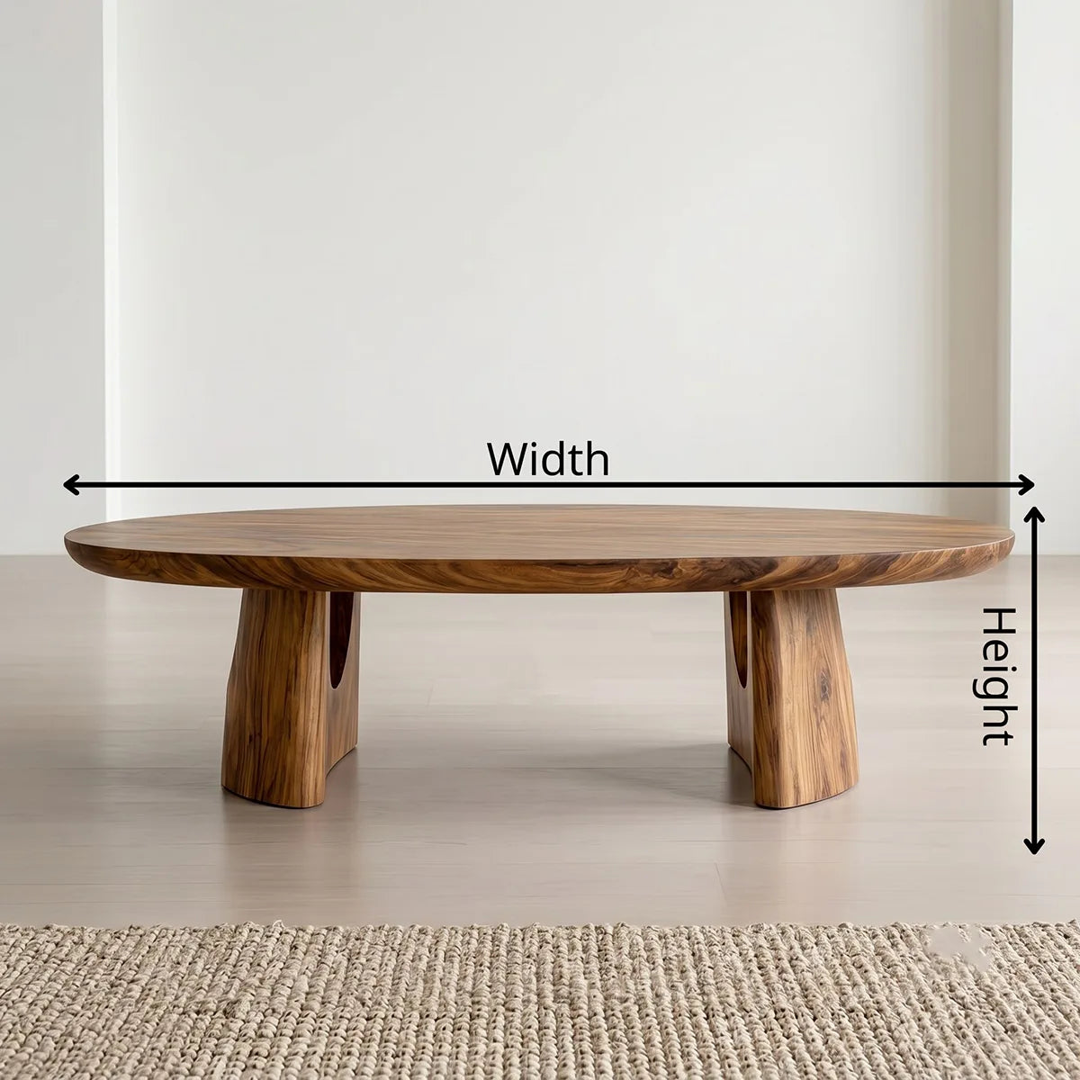 Oval Solid Wood Coffee Table – Handcrafted Sculptural Modern Living Room Table