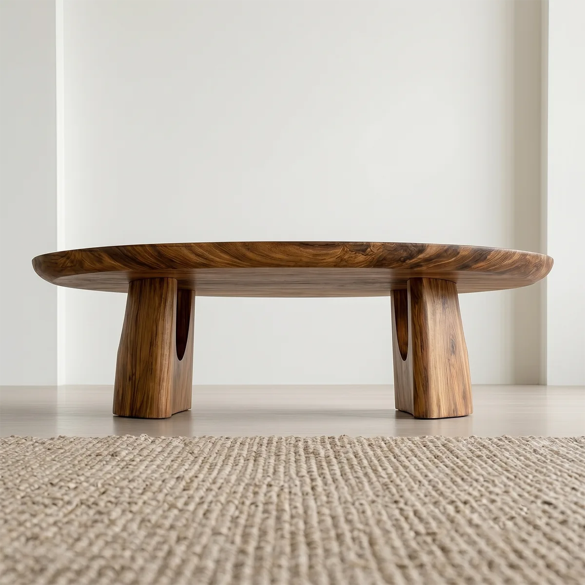 Oval Solid Wood Coffee Table – Handcrafted Sculptural Modern Living Room Table