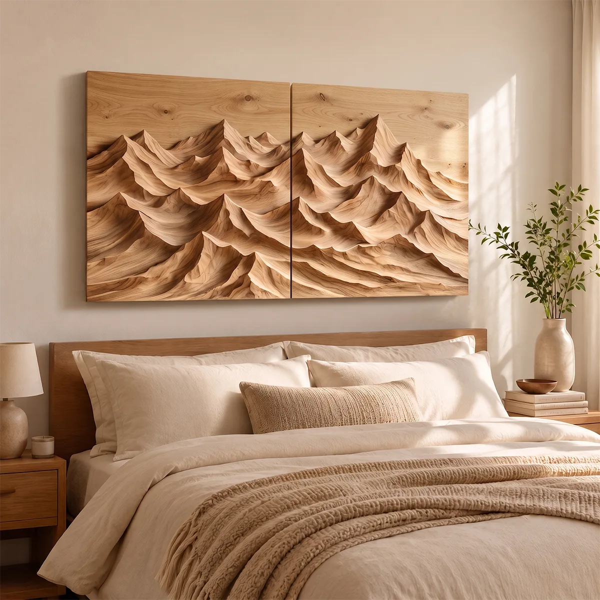 Panoramic Wood Mountain Wall Art | Modern Carved Wooden Wall Decor for Living Room, Bedroom & Office TT006-8613
