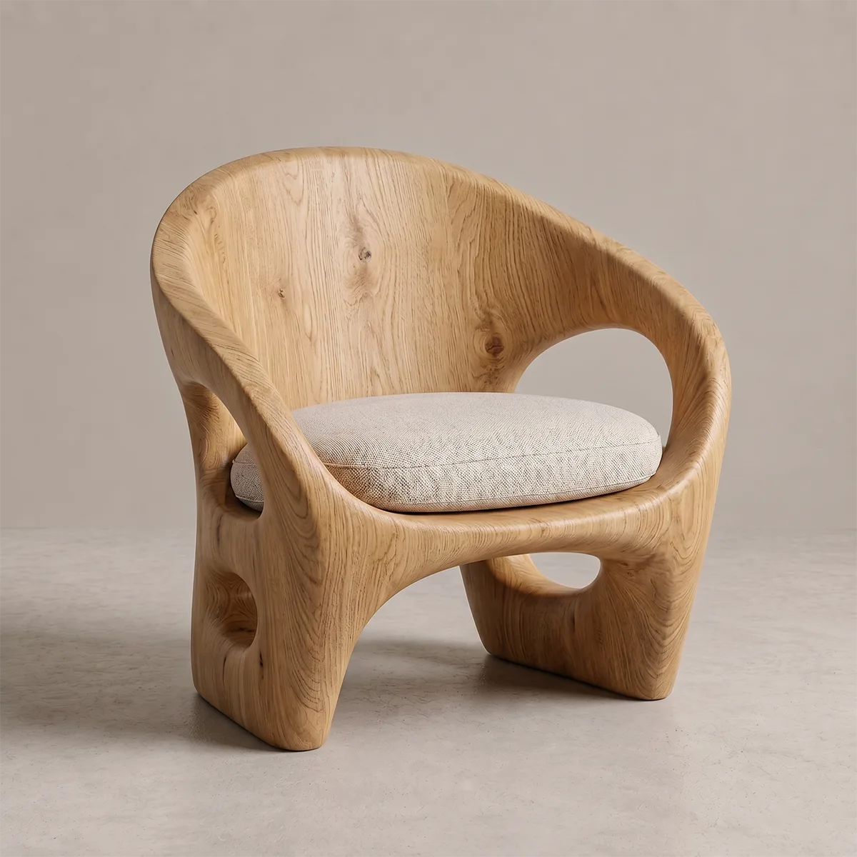 Organic Solid Wood Lounge Chair | Sculptural Handcrafted Wooden Accent Chair TT006-2626