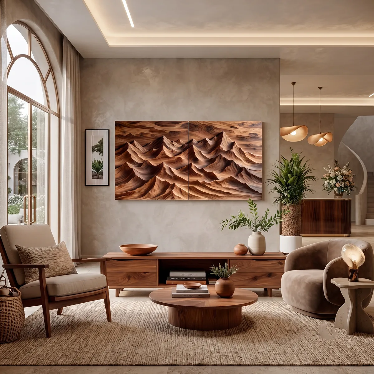 Panoramic Wood Mountain Wall Art | Modern Carved Wooden Wall Decor for Living Room, Bedroom & Office TT006-8613