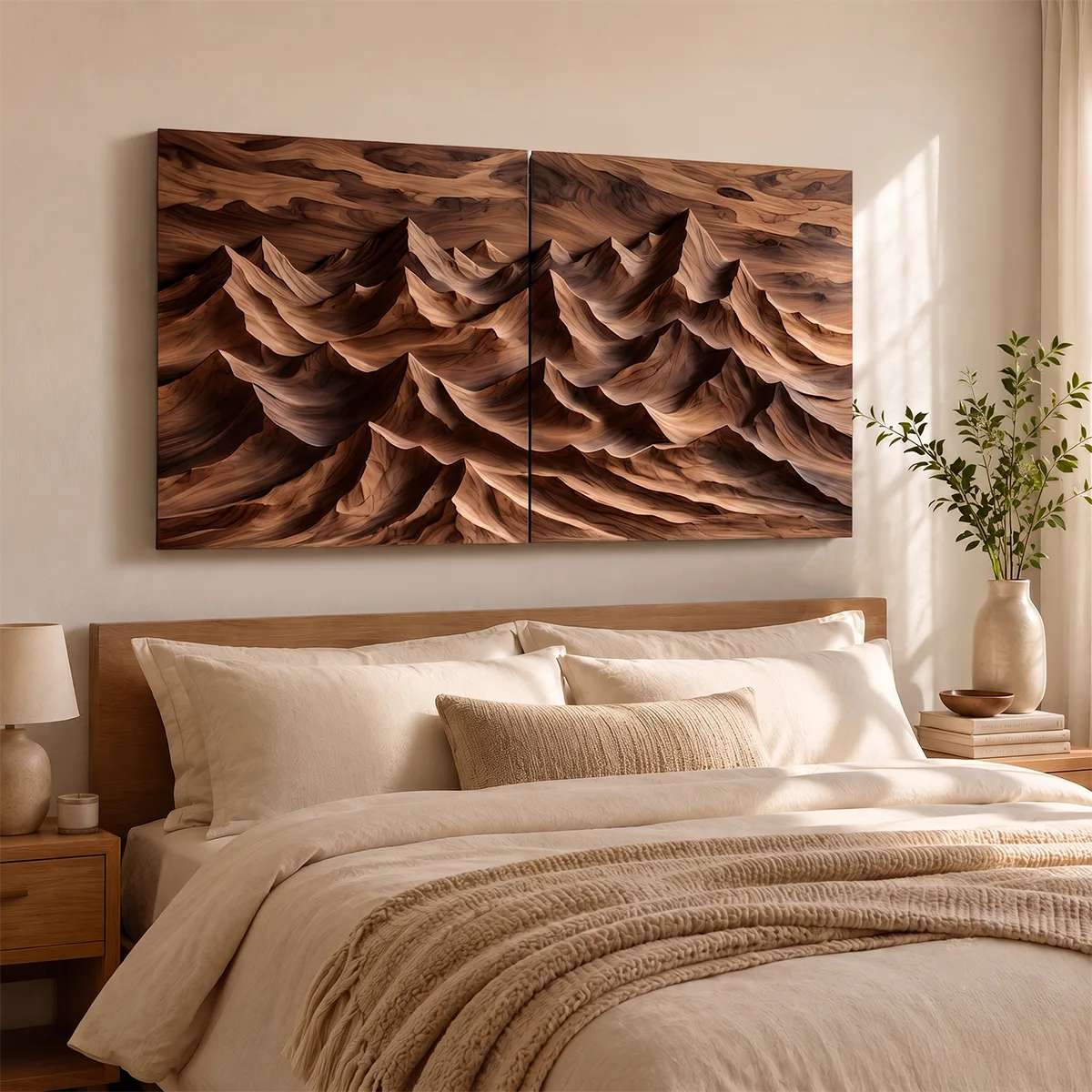 Panoramic Wood Mountain Wall Art | Modern Carved Wooden Wall Decor for Living Room, Bedroom & Office TT006-8613