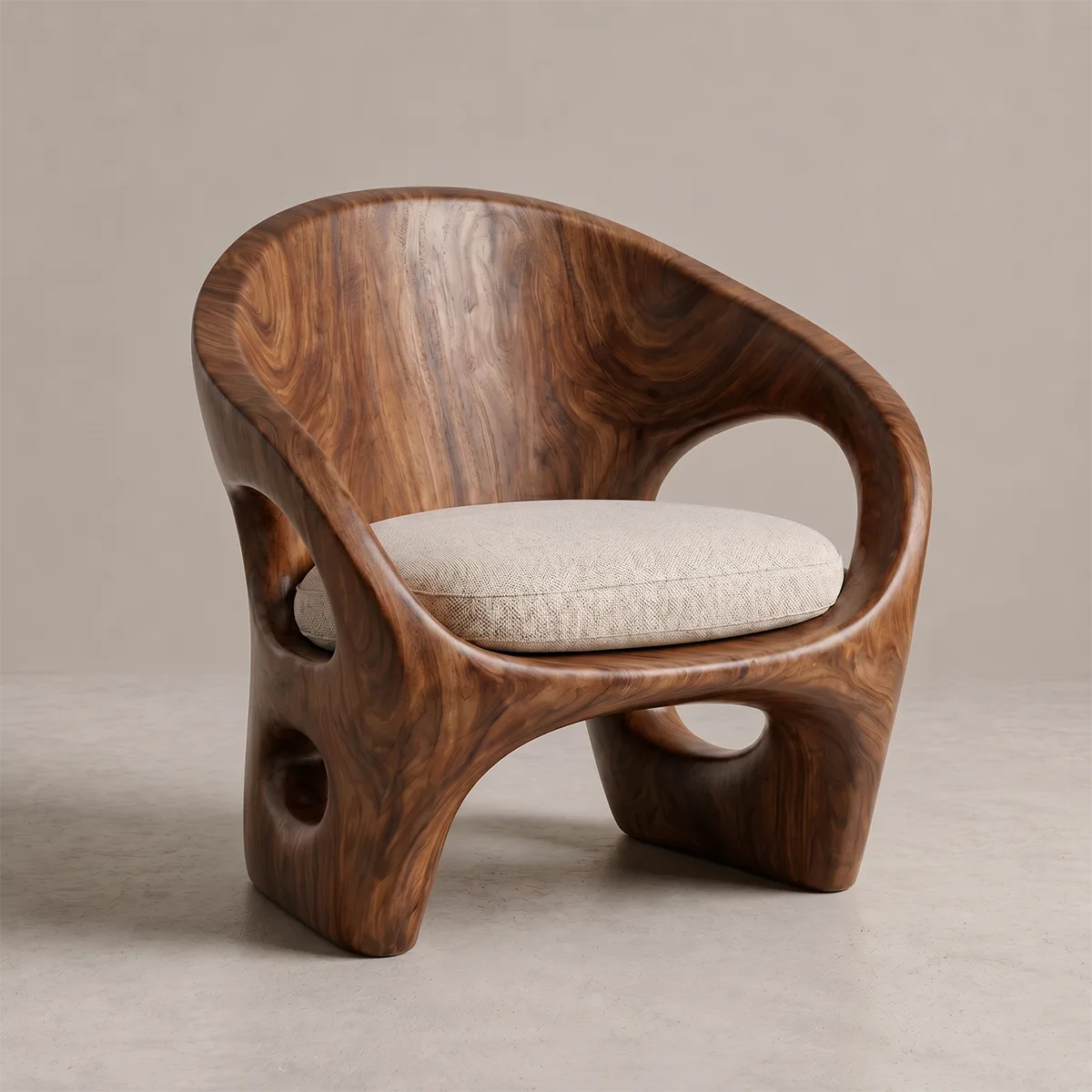 Organic Solid Wood Lounge Chair | Sculptural Handcrafted Wooden Accent Chair TT006-2626