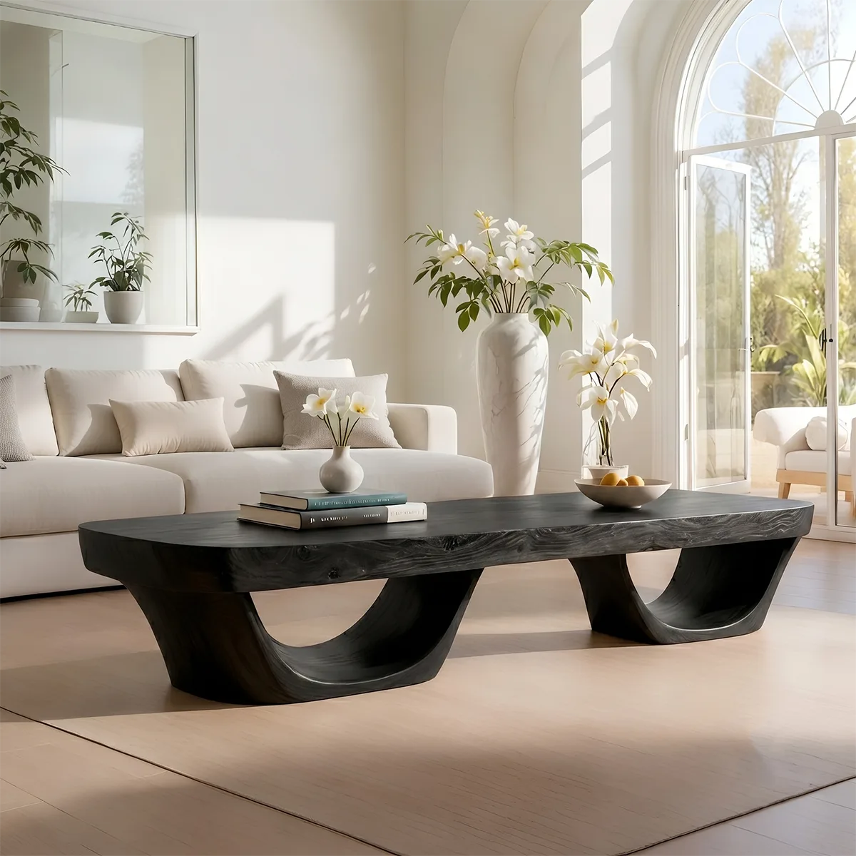 Natural Solid Wood Coffee Table – Contemporary Sculptural Table