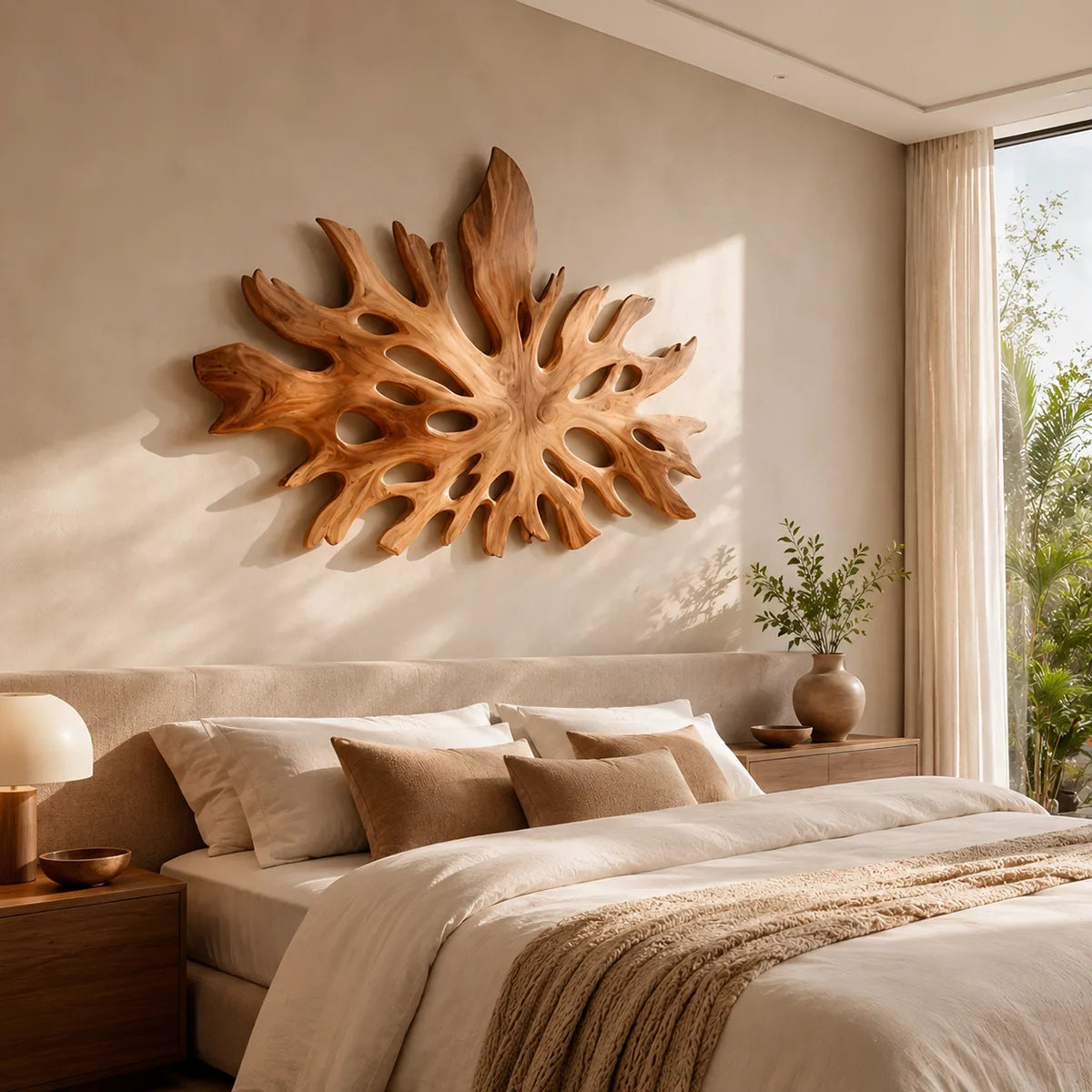 Carved Monstera Leaf Wood Wall Art | Botanical Wooden Wall Decor for Living Room, Entryway & Office TT006-5785