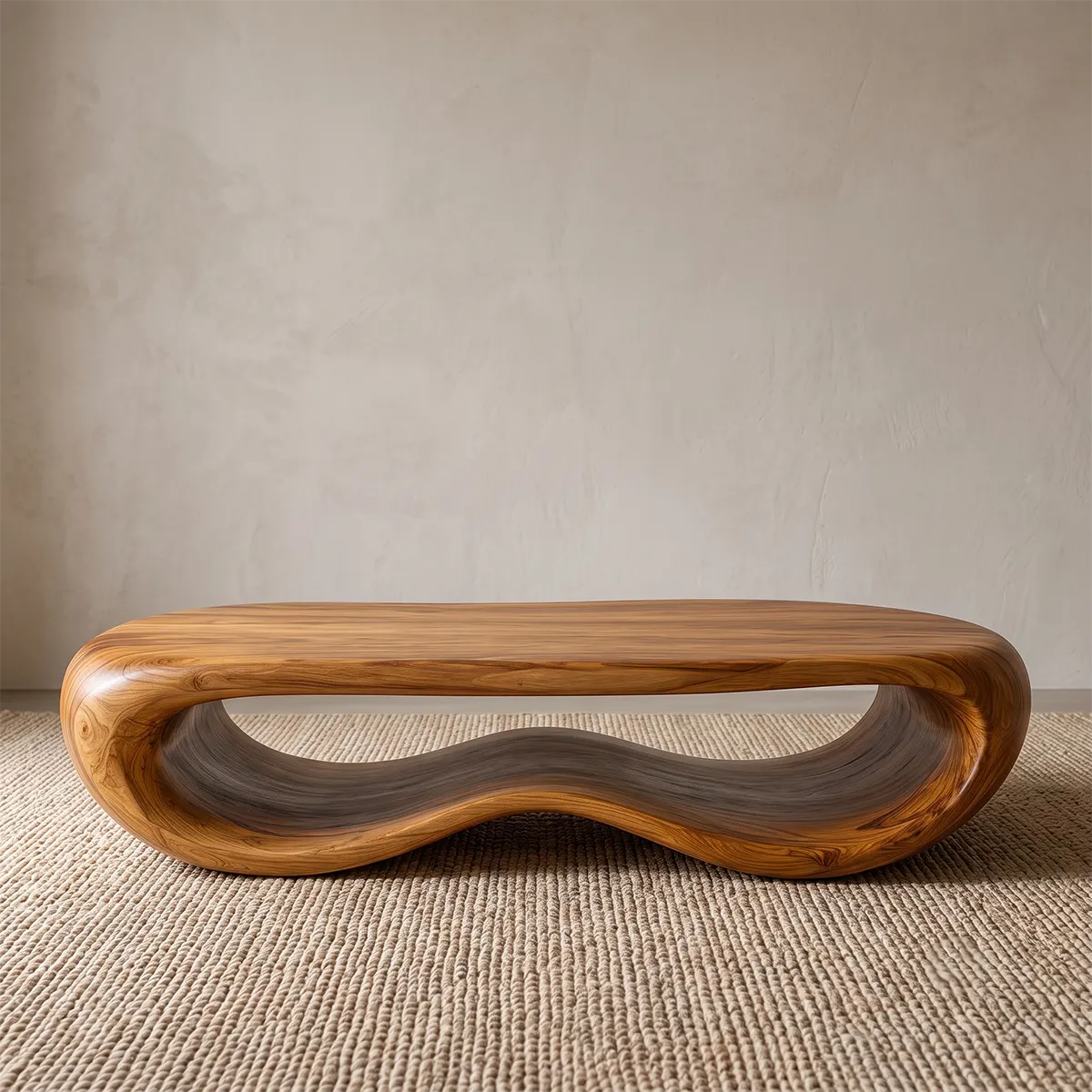 Modern Organic Coffee Table | Sculptural Low Profile Center Table with Open Base TT006-9114
