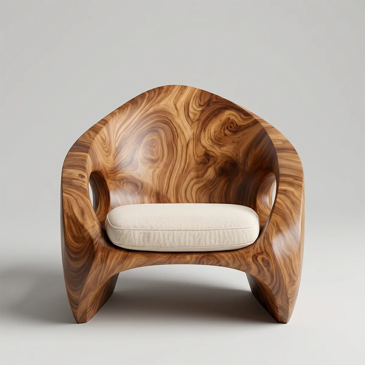Organic Sculptural Solid Wood Lounge Chair | Luxury Handcrafted Wooden Accent Chair TT006-1298