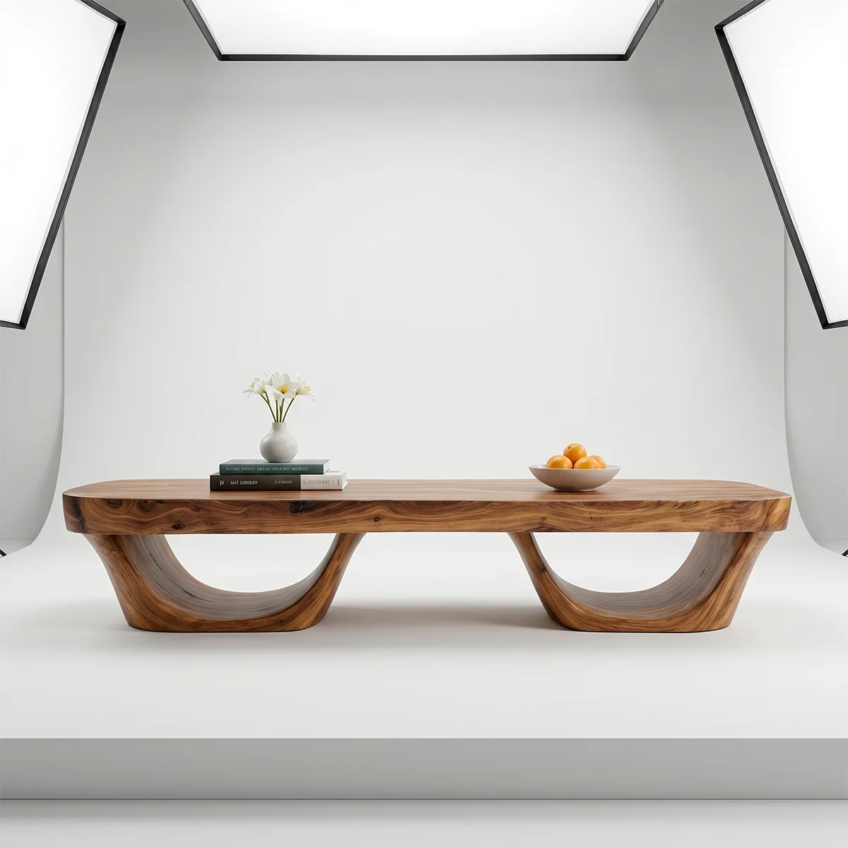 Natural Solid Wood Coffee Table – Contemporary Sculptural Table