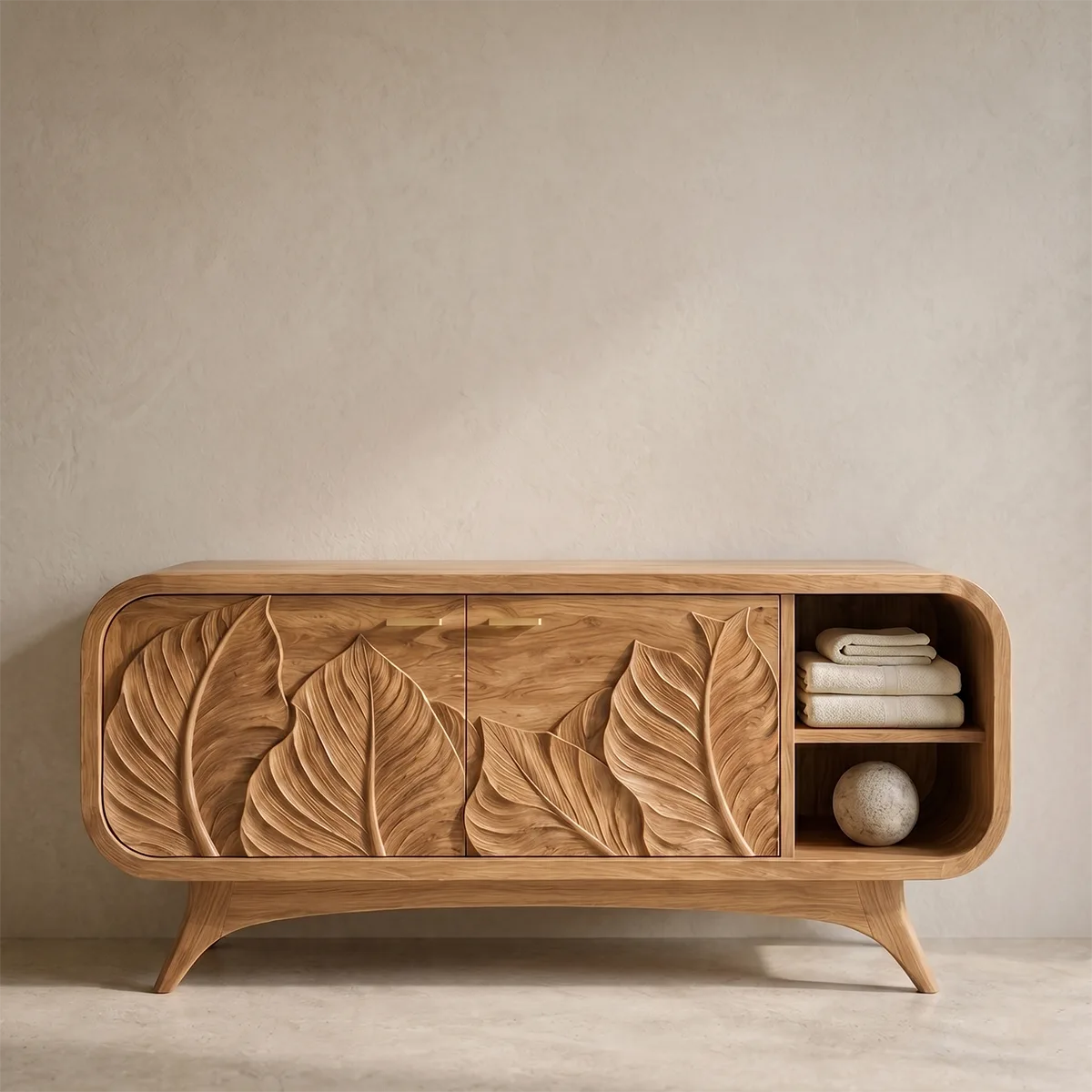 Botanical Leaf Relief Single Sink Bathroom Vanity Cabinet TT006-4332