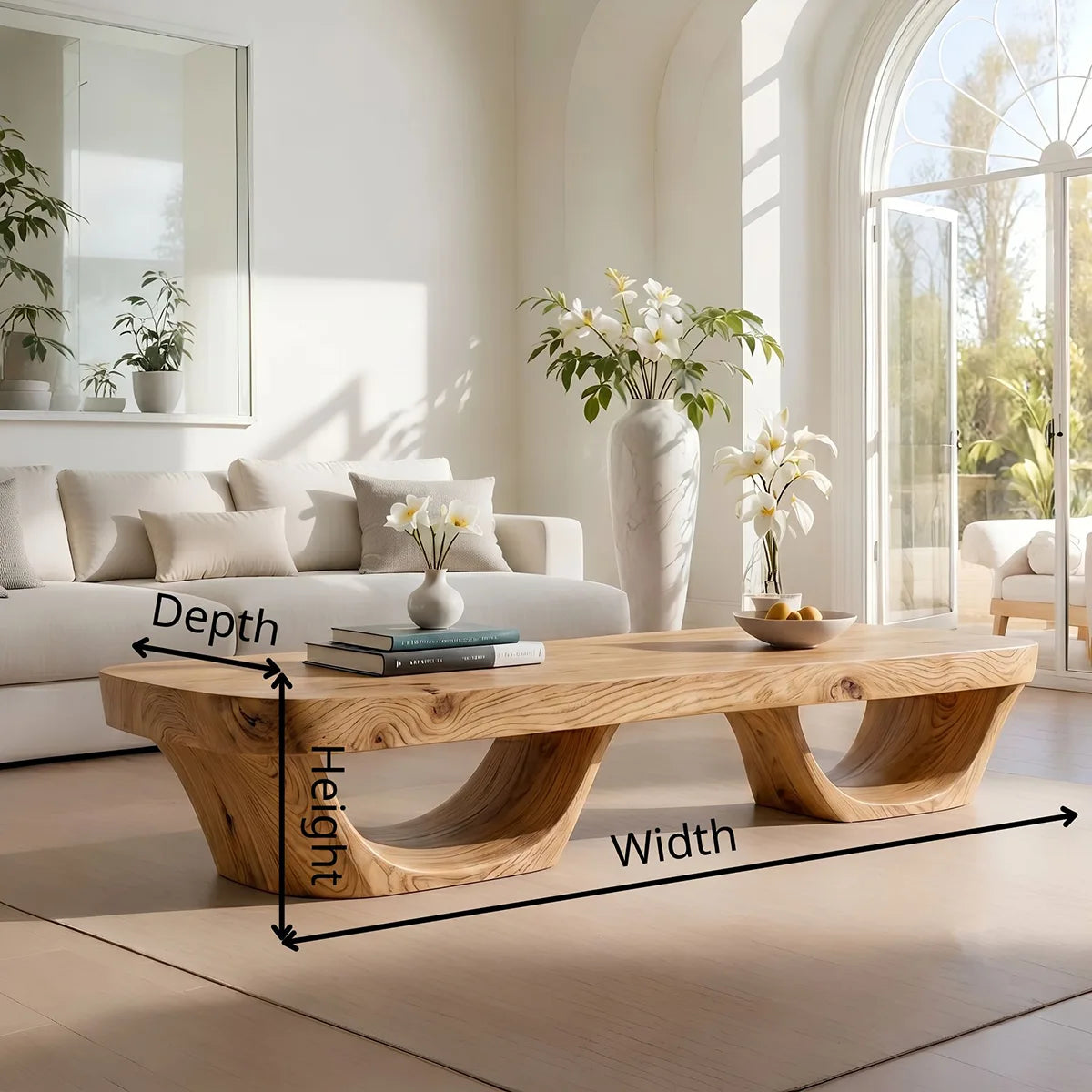 Natural Solid Wood Coffee Table – Contemporary Sculptural Table
