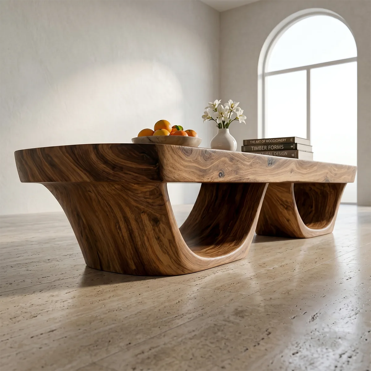 Natural Solid Wood Coffee Table – Contemporary Sculptural Table