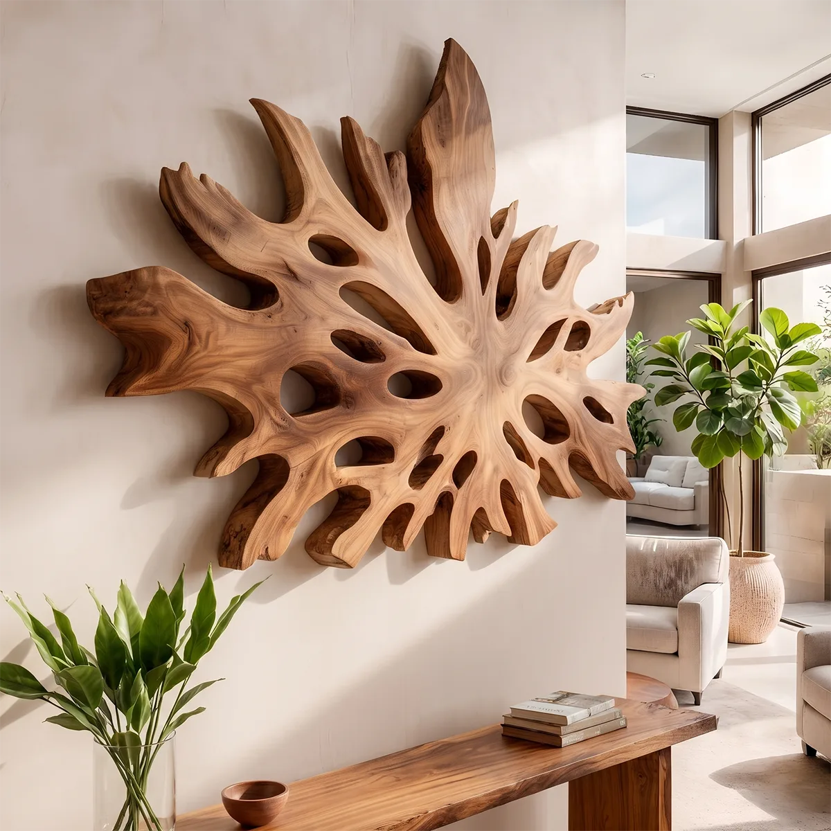 Carved Monstera Leaf Wood Wall Art | Botanical Wooden Wall Decor for Living Room, Entryway & Office TT006-5785