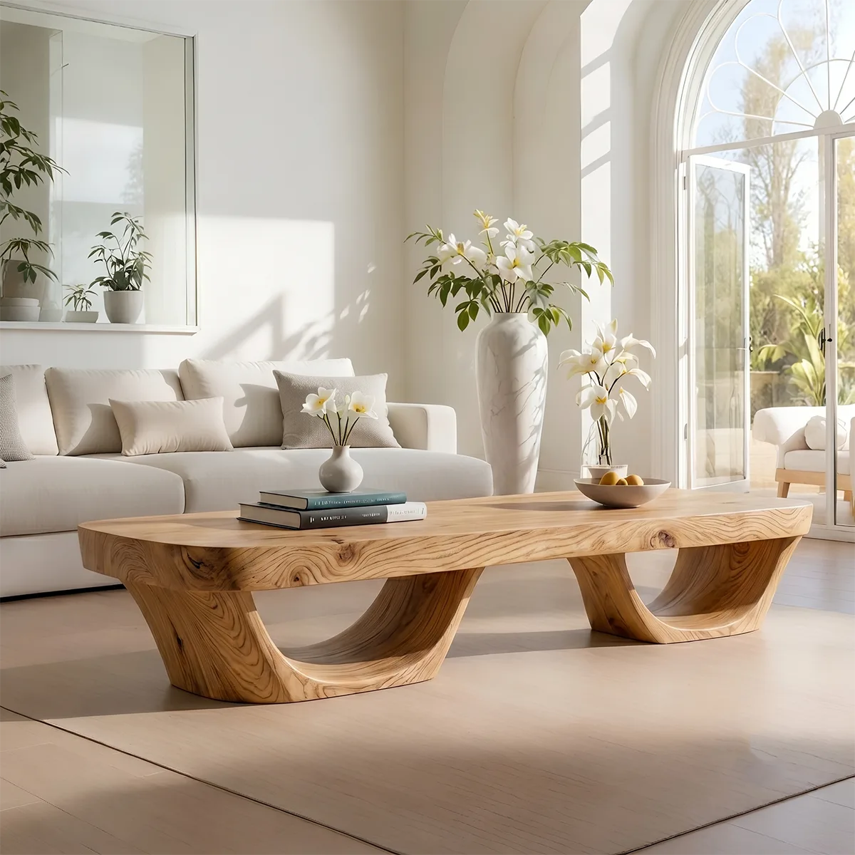 Natural Solid Wood Coffee Table – Contemporary Sculptural Table