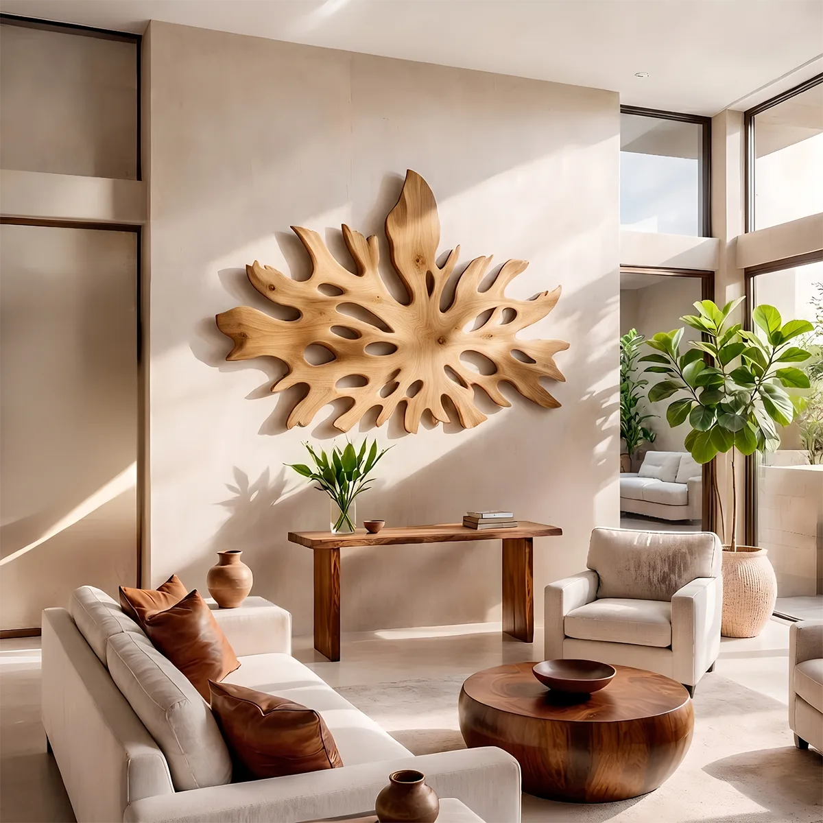 Carved Monstera Leaf Wood Wall Art | Botanical Wooden Wall Decor for Living Room, Entryway & Office TT006-5785