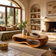 Modern Organic Coffee Table | Sculptural Low Profile Center Table with Open Base TT006-9114