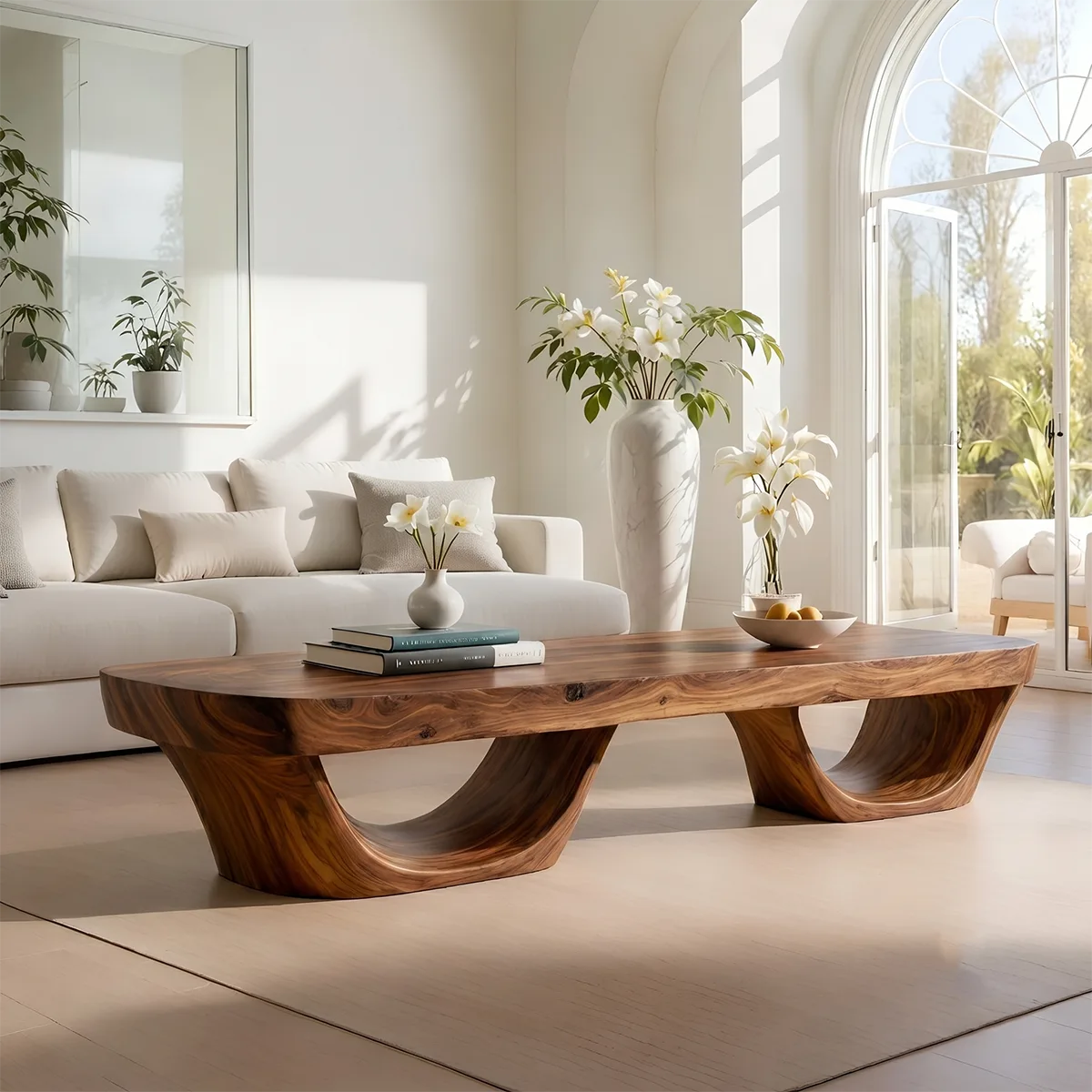 Natural Solid Wood Coffee Table – Contemporary Sculptural Table