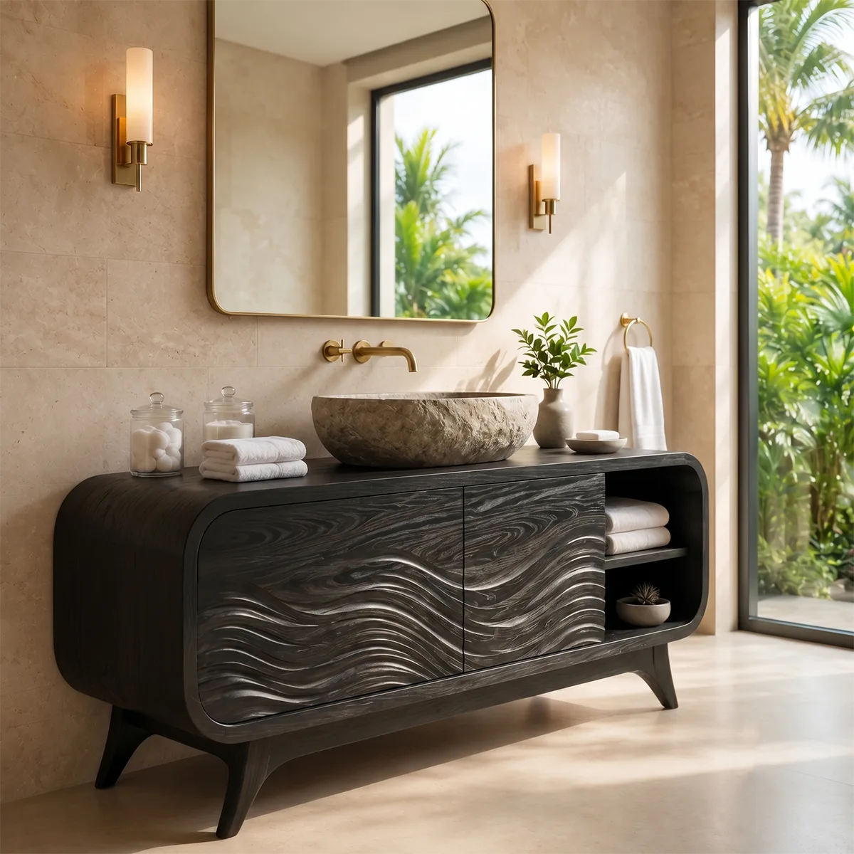 Wave Relief Single Sink Bathroom Vanity Cabinet TT006-9739