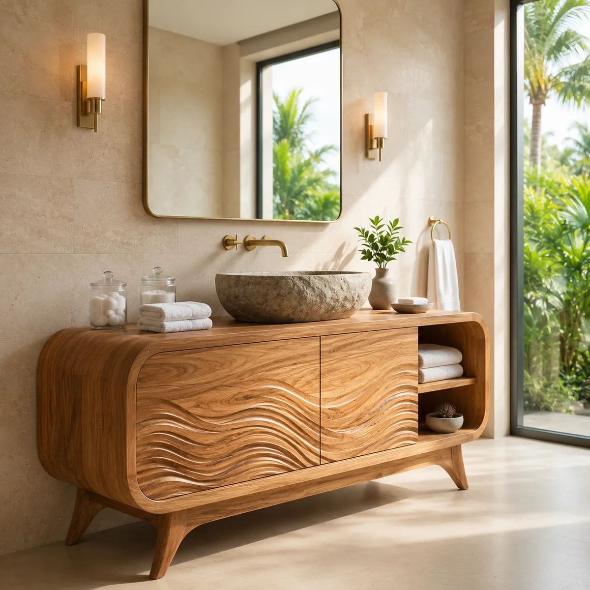 Wave Relief Single Sink Bathroom Vanity Cabinet TT006-9739