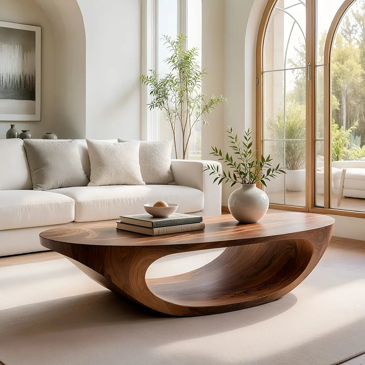 Minimalist Solid Wood Coffee Table – Organic Sculptural Design