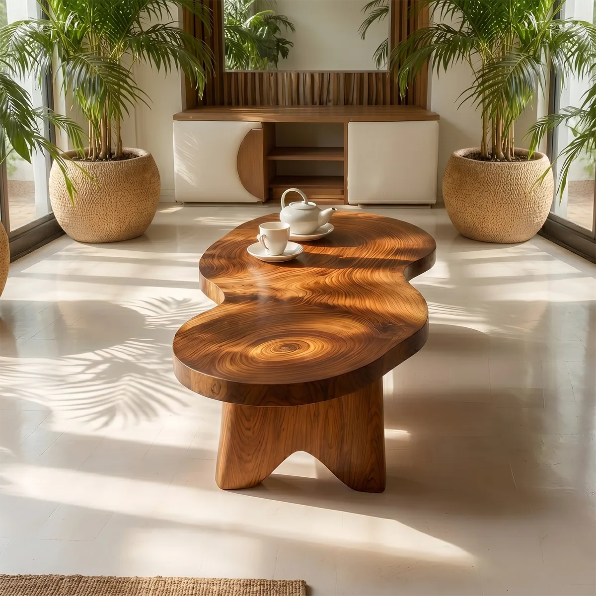 Organic Freeform Solid Wood Coffee Table with Sculptural Legs