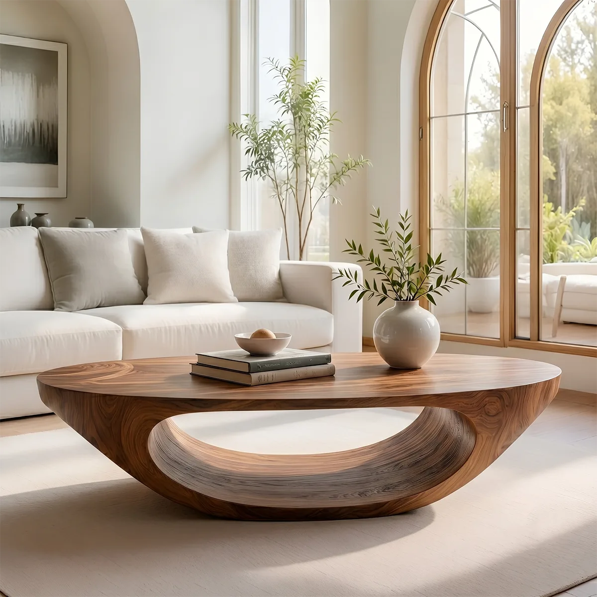 Minimalist Solid Wood Coffee Table – Organic Sculptural Design
