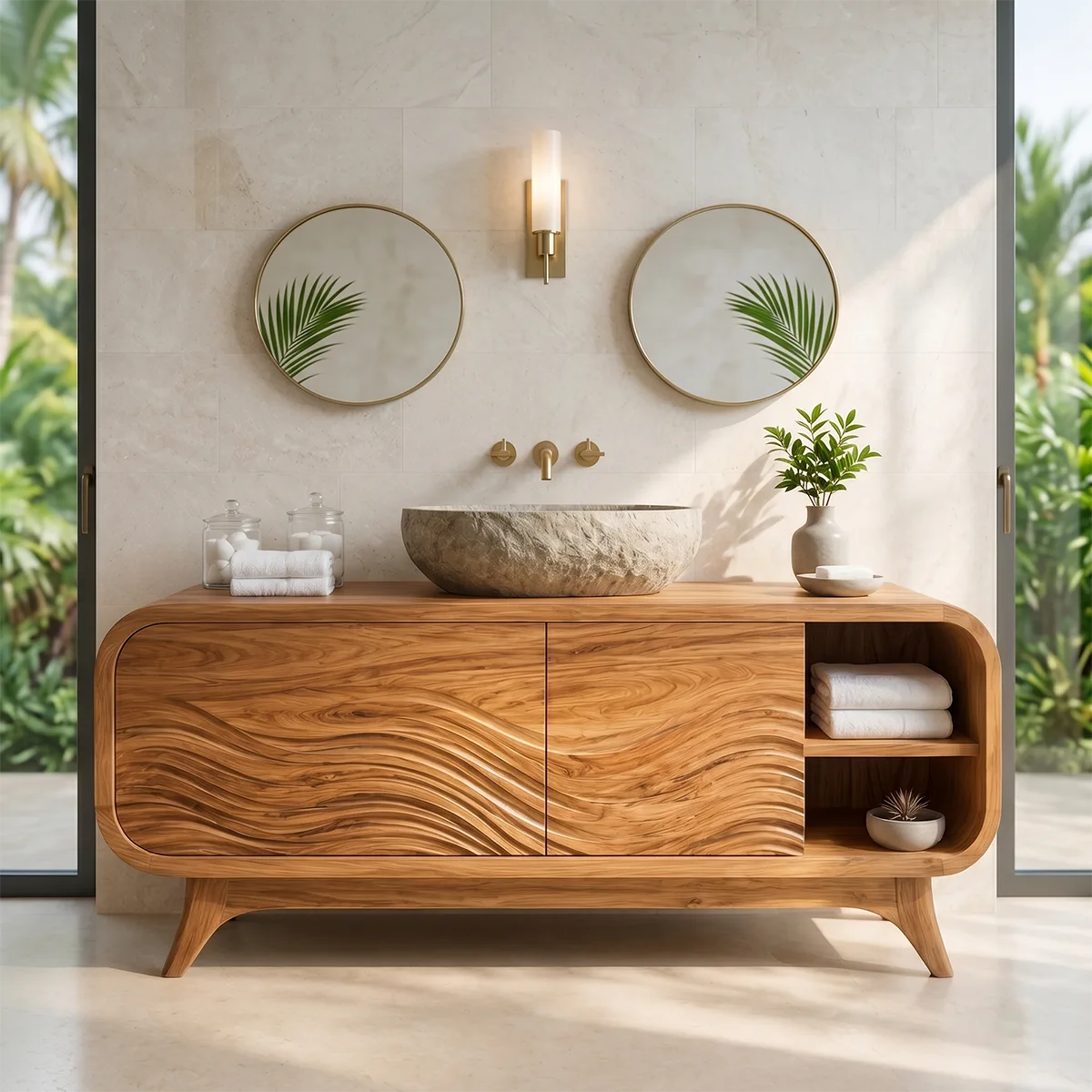 Wave Relief Single Sink Bathroom Vanity Cabinet TT006-9739