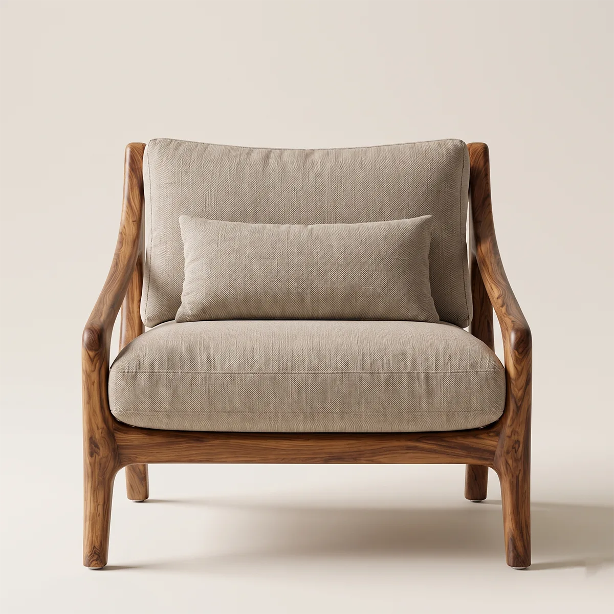 Solid Wood Lounge Chair | Handcrafted Mid-Century Modern Wooden Accent Chair TT006-6057