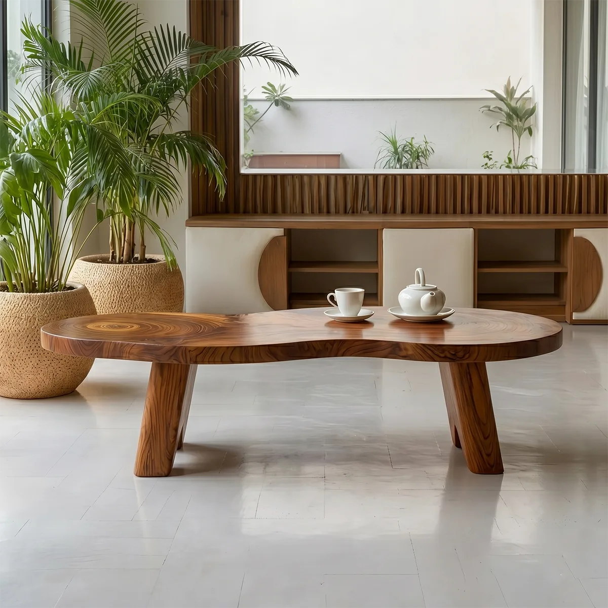 Organic Freeform Solid Wood Coffee Table with Sculptural Legs