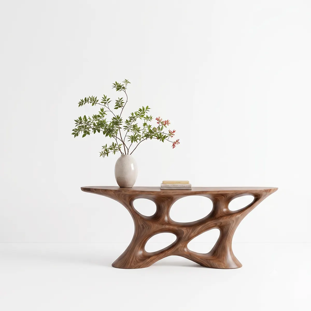 Modern Organic Sculptural Console Table | Solid Wood Entryway Hallway Accent Table TT006-5133