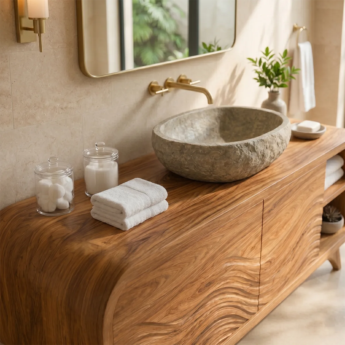 Wave Relief Single Sink Bathroom Vanity Cabinet TT006-9739