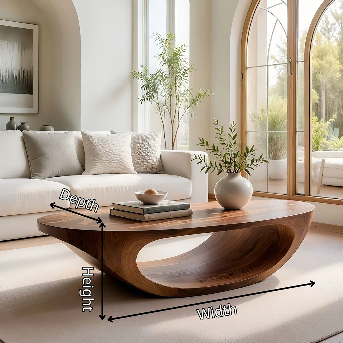 Minimalist Solid Wood Coffee Table – Organic Sculptural Design