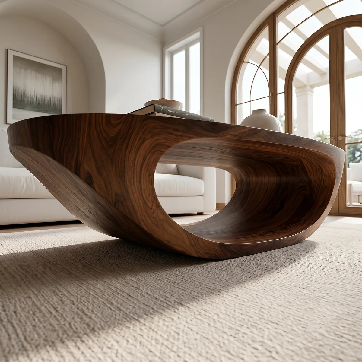 Minimalist Solid Wood Coffee Table – Organic Sculptural Design