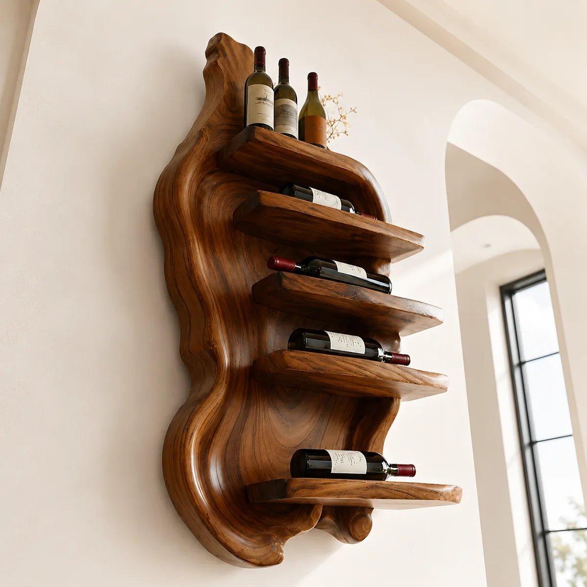 Rivercrest Sculptural Wall Wine Holder for Modern Homes & Wine Lovers TT006-2984