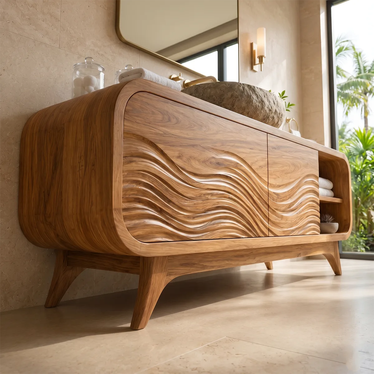 Wave Relief Single Sink Bathroom Vanity Cabinet TT006-9739