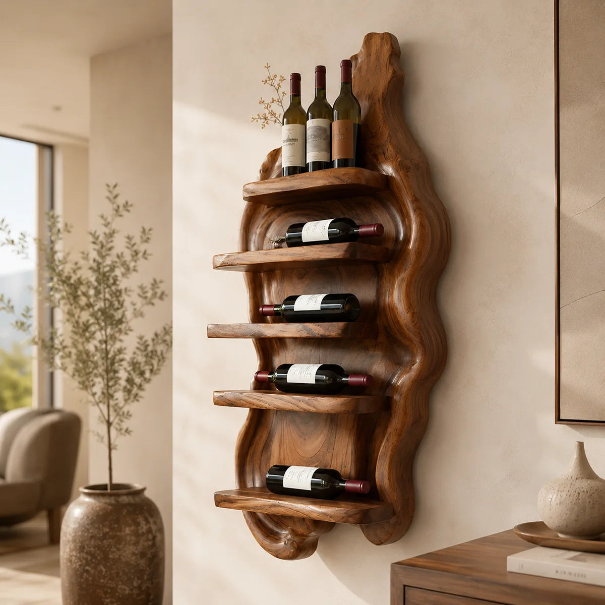 Rivercrest Sculptural Wall Wine Holder for Modern Homes & Wine Lovers TT006-2984