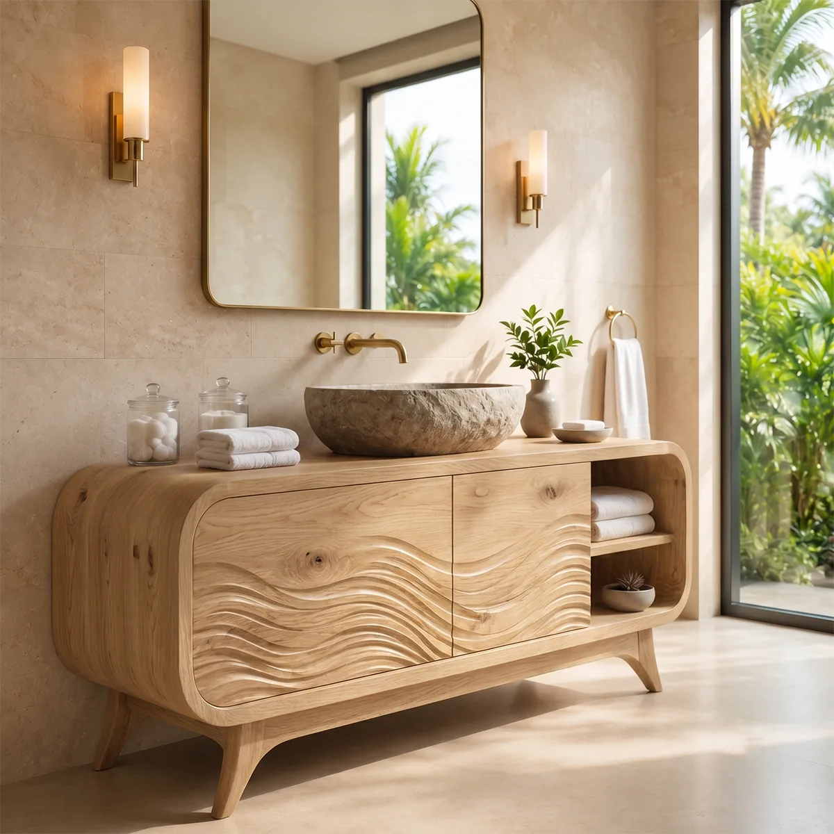 Wave Relief Single Sink Bathroom Vanity Cabinet TT006-9739
