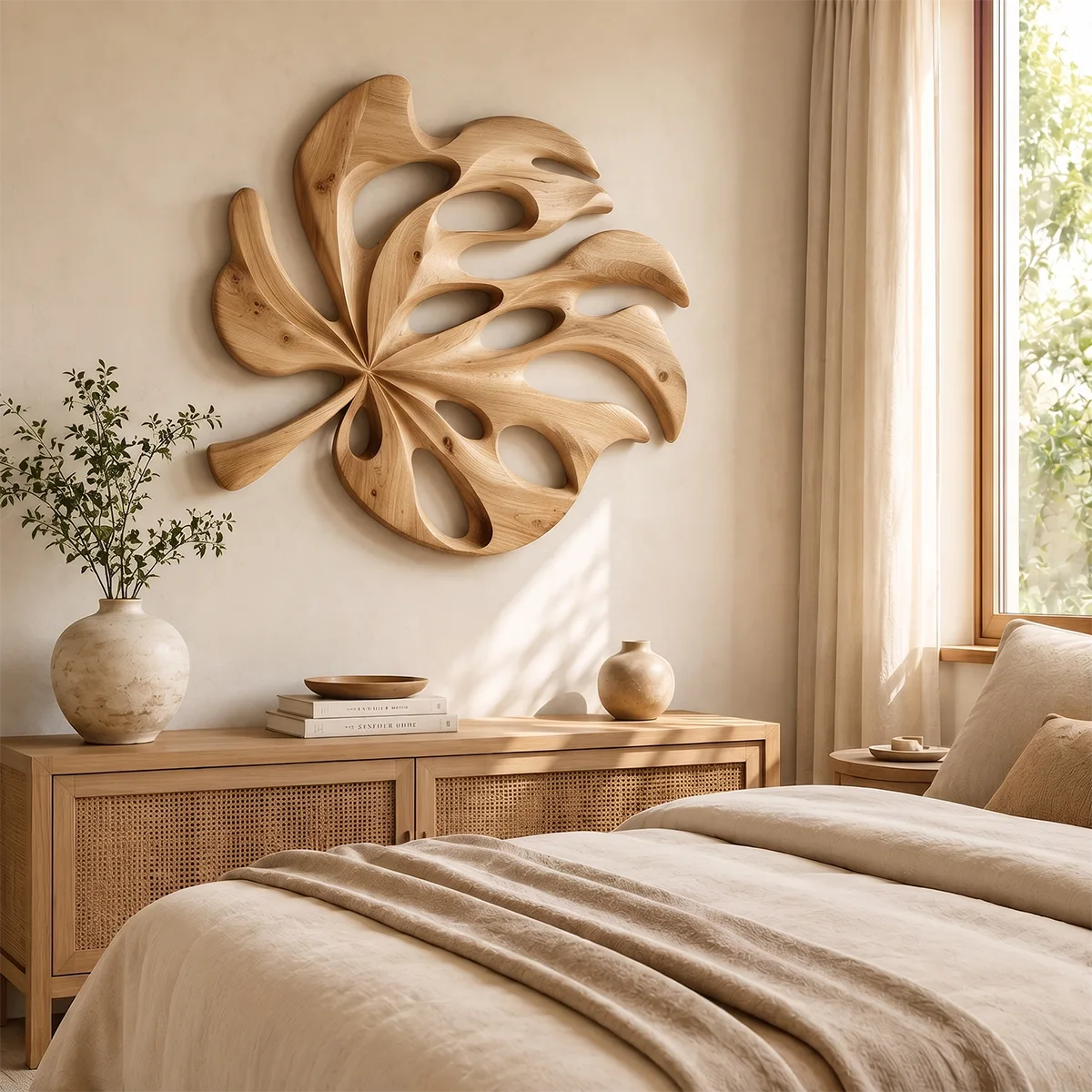 Carved Monstera Leaf Wood Wall Art | Tropical Botanical Wall Decor for Living Room, Entryway & Office TT006-3316