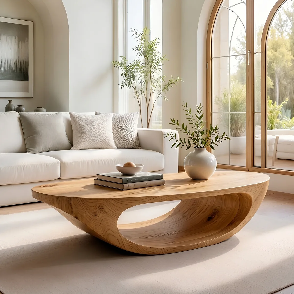 Minimalist Solid Wood Coffee Table – Organic Sculptural Design