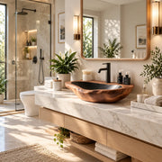 Low Profile Organic Vessel Sink | Elongated Sculptural Countertop Bathroom Basin TT006-9GHR2NE