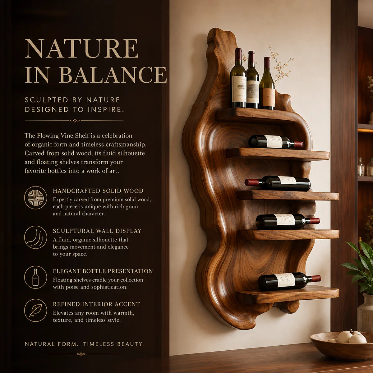 Rivercrest Sculptural Wall Wine Holder for Modern Homes & Wine Lovers TT006-2984