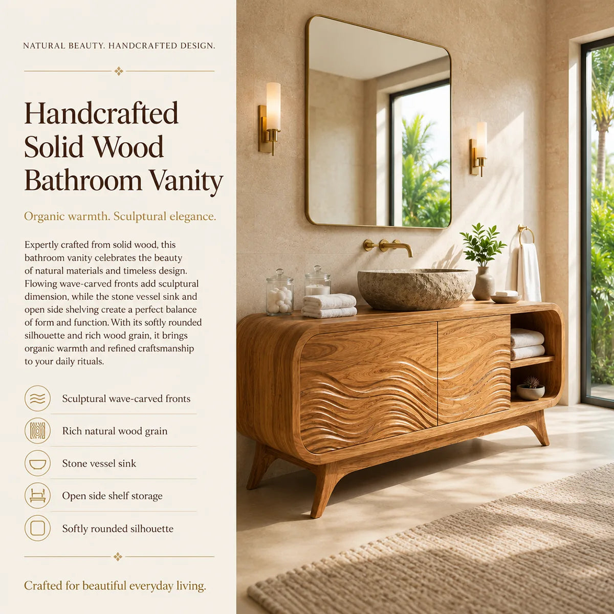 Wave Relief Single Sink Bathroom Vanity Cabinet TT006-9739