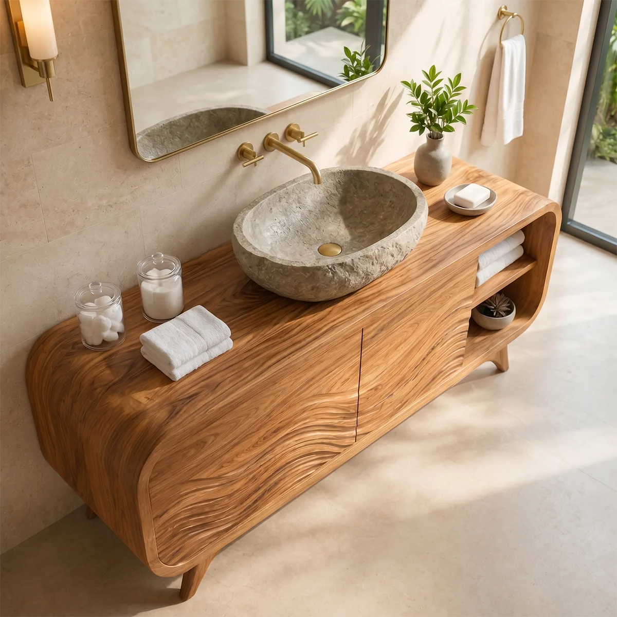 Wave Relief Single Sink Bathroom Vanity Cabinet TT006-9739