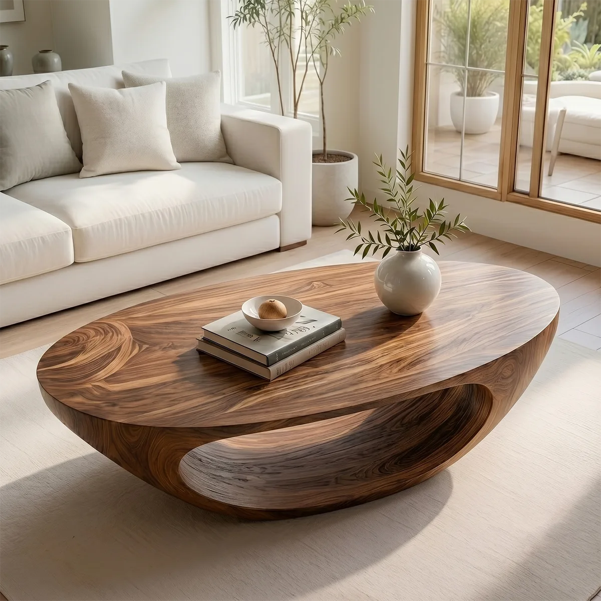 Minimalist Solid Wood Coffee Table – Organic Sculptural Design
