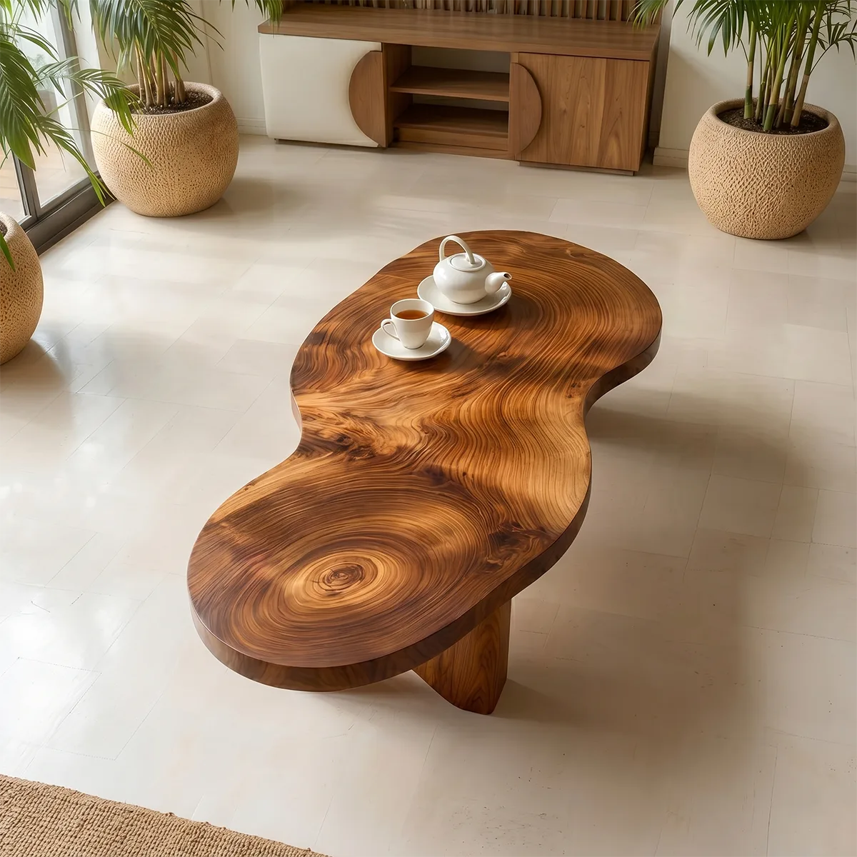 Organic Freeform Solid Wood Coffee Table with Sculptural Legs