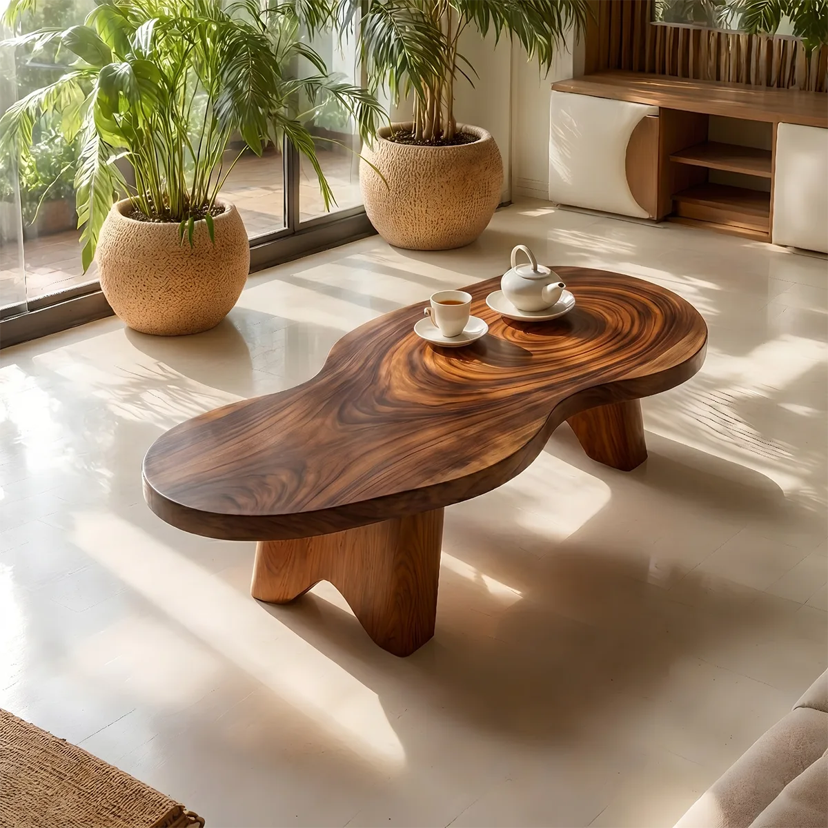 Organic Freeform Solid Wood Coffee Table with Sculptural Legs