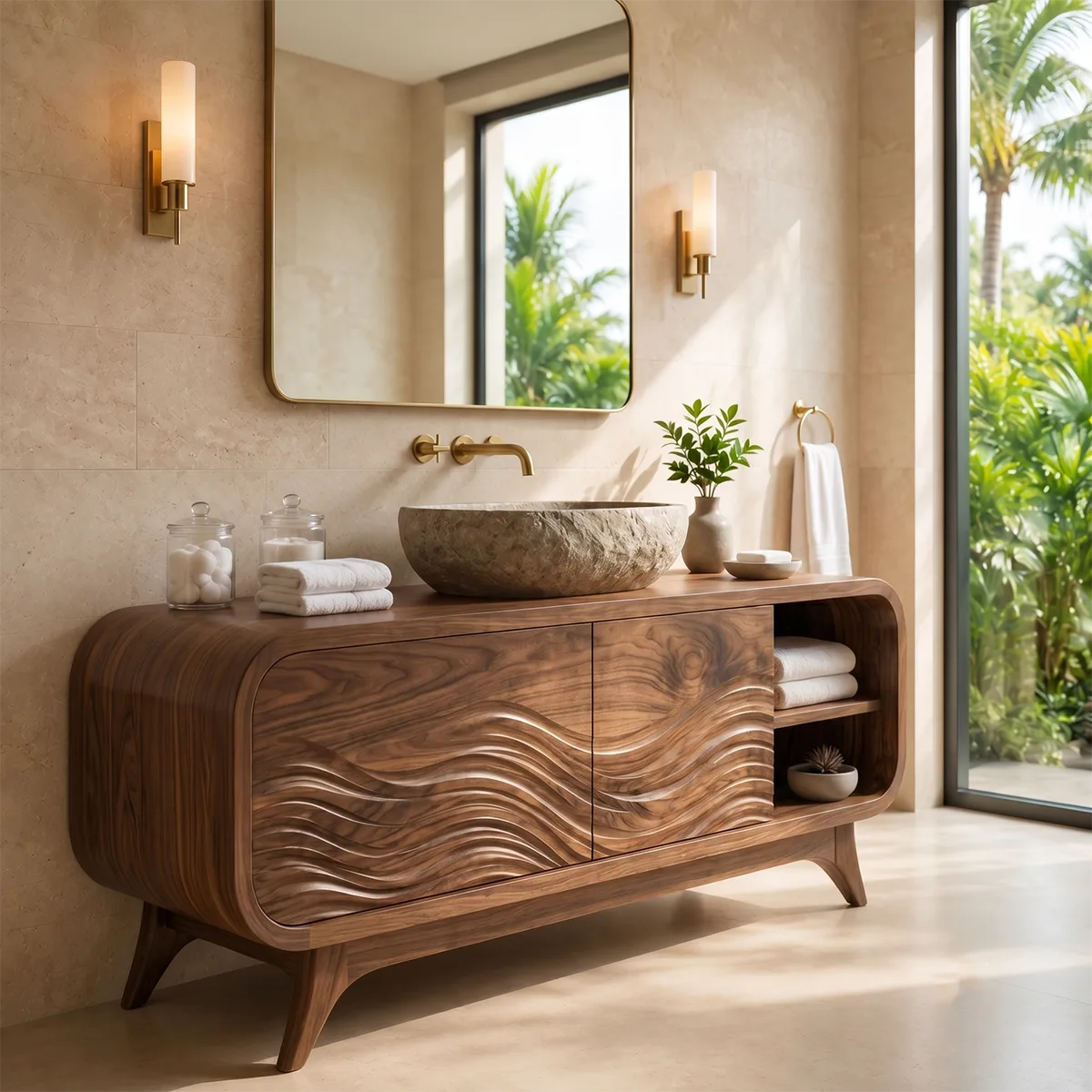 Wave Relief Single Sink Bathroom Vanity Cabinet TT006-9739