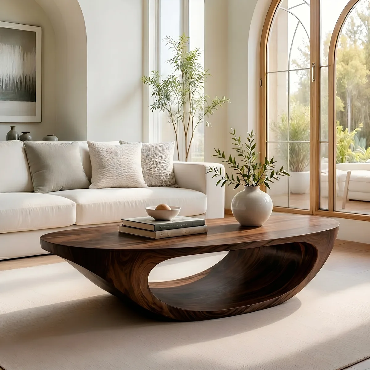Minimalist Solid Wood Coffee Table – Organic Sculptural Design