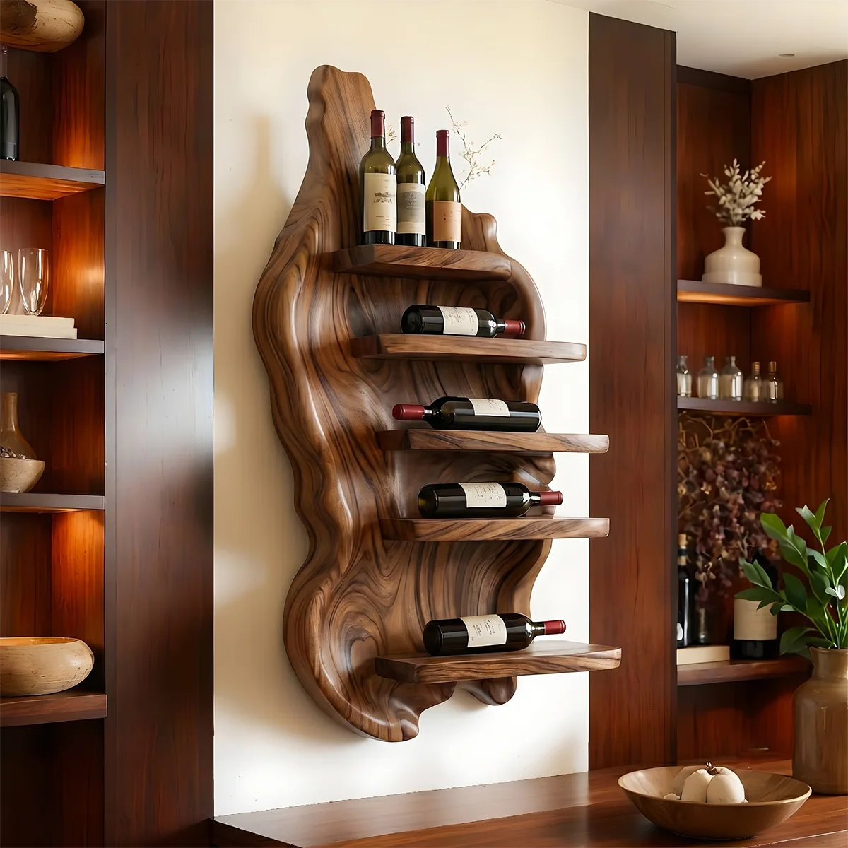 Rivercrest Sculptural Wall Wine Holder for Modern Homes & Wine Lovers TT006-2984