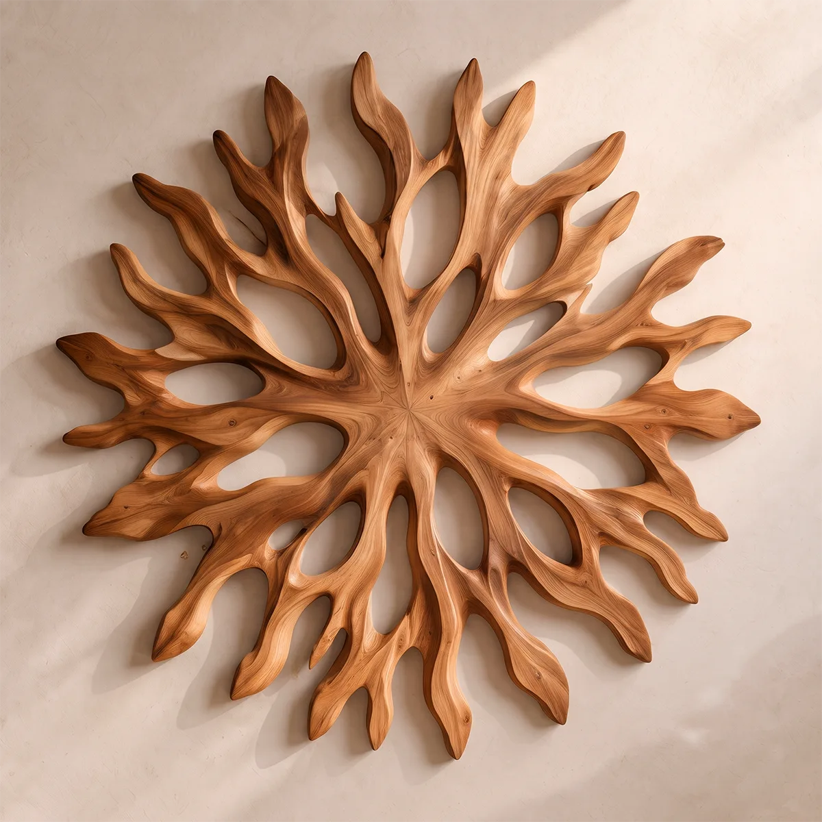 Abstract Sunburst Wood Wall Art | Organic Wooden Wall Decor for Living Room, Entryway & Modern Interiors TT006-3153