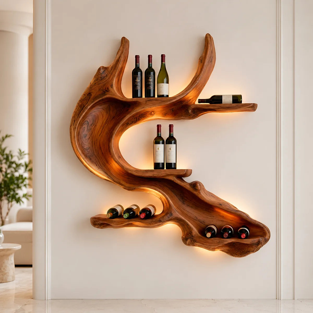 Rootwave Live Edge Solid Wood Wall Wine Holder for Home Bars TT006-5020